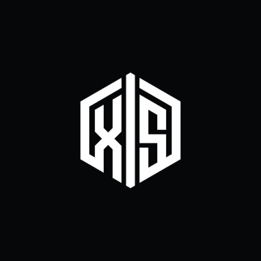 XS Letter Logo monogram altıgen şekli ana hatlı biçim tasarım şablonu