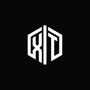 XT Letter Logo monogram altıgen biçimi, ana hatlı biçim tasarım şablonu