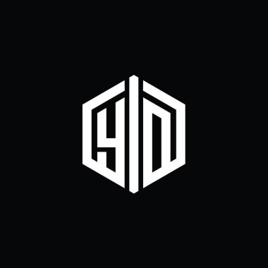 YD Harf Logosu monogram altıgen şekli ile ana hatlı biçim tasarım şablonu