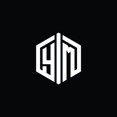 Bağlantı biçimi tasarım şablonu ile YM Harfi Logo monogram altıgen şekli