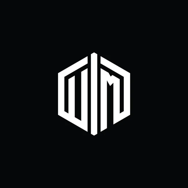 Letter Logo Monogram Zeshoekige Vorm Met Connect Outline Stijl Design — Stockfoto