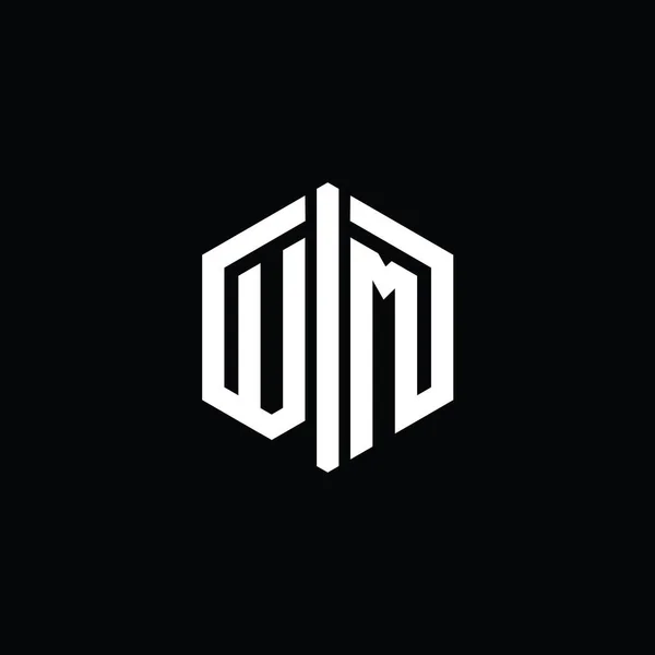 Letter Logo Monogram Zeshoekige Vorm Met Connect Outline Stijl Design — Stockfoto