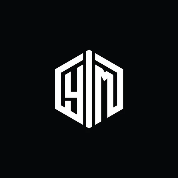 Letter Logo Monogram Hatszög Alakú Csatlakoztassa Körvonalas Stílus Design Sablon — Stock Fotó