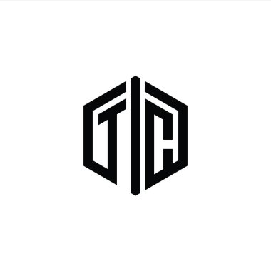 TC Harfi Logo monogram altıgen şekli ile ana hatlı biçim tasarım şablonu