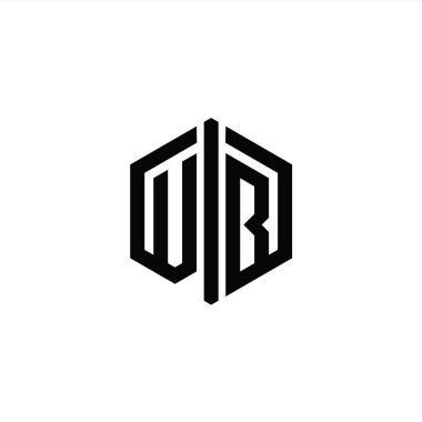 VB Harfi Logo monogram altıgen şekli, ana hatlı biçim tasarım şablonu