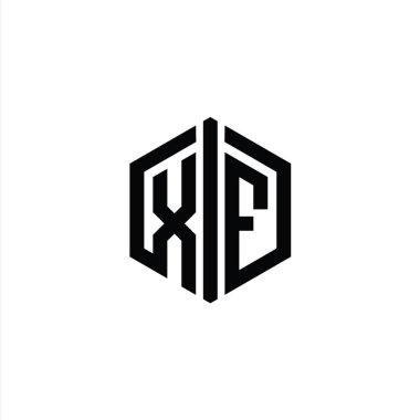 XF Harfi Logo monogram altıgen biçimi ile ana hatlı biçim tasarım şablonu
