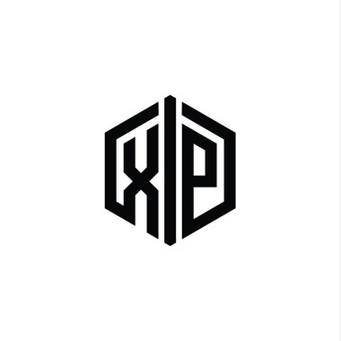 XP Harfi Logo monogram altıgen biçimi ile ana hatlı biçim tasarım şablonu