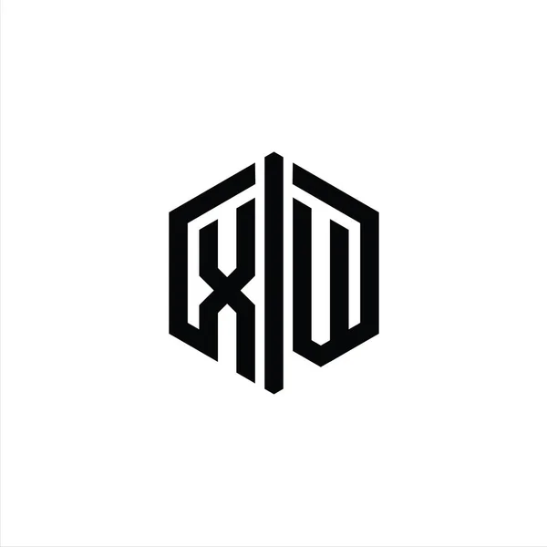 Лист Логотип Монограма Шестикутника Шаблоном Дизайну Стилю Єднання — стокове фото