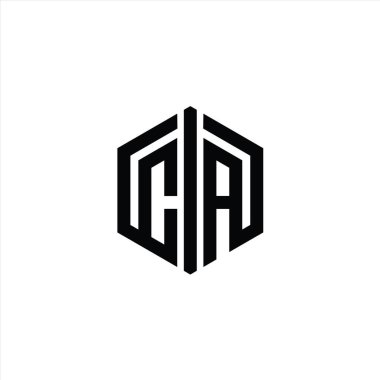 CA Harfi Logo monogram altıgen biçimi, ana hatlı biçim tasarım şablonu