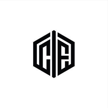 CE Letter Logo monogram altıgen şekli ile ana hatlı biçim tasarım şablonu