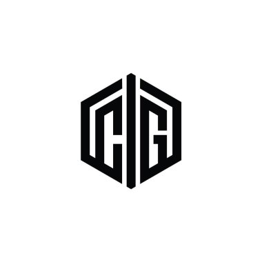 CG Harfi Logo monogram altıgen biçimi ile ana hatlı biçim tasarım şablonu