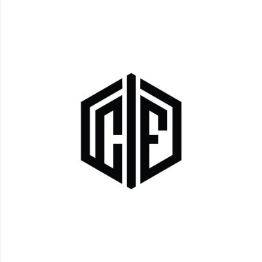 CF Harfi Logo monogram altıgen biçimi ile ana hatlı biçim tasarım şablonu
