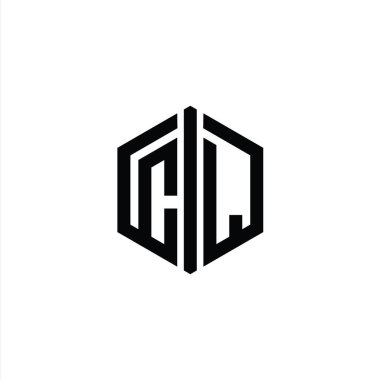 CL Harfi Logo monogram altıgen biçimi ile ana hatlı biçim tasarım şablonu
