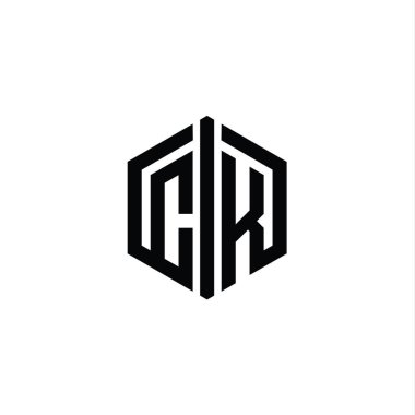 CK Harfi Logo monogram altıgen şekli, ana hatlı biçim tasarım şablonu