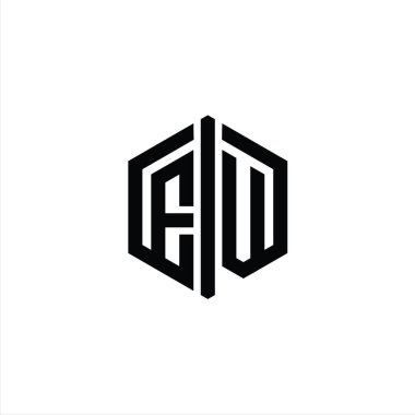 EV Letter Logo monogram altıgen biçimi, ana hatlı biçim tasarım şablonu