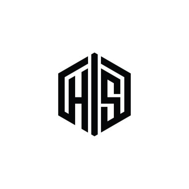 HS Letter Logo monogram altıgen biçimi, ana hatlı biçim tasarım şablonu