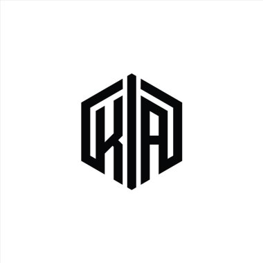 Bağlantı biçimi tasarım şablonu ile KA Harfi Logo monogram altıgen şekli