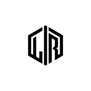 LR Letter Logo monogram altıgen biçimi, ana hatlı biçim tasarım şablonu