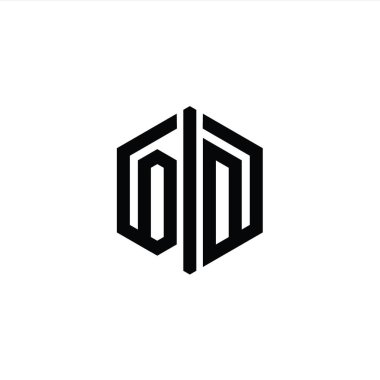 OD Harfi Logo monogram altıgen şekli, ana hatlı biçim tasarım şablonu