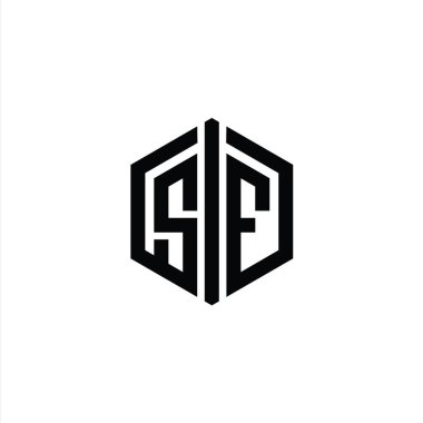 SF Harfi Logo monogram altıgen biçimi ile ana hatlı biçim tasarım şablonu