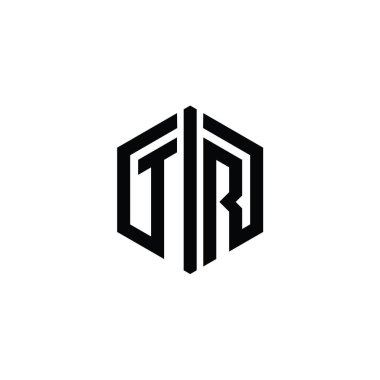 TR Letter Logo monogram altıgen biçimi ve ana hatlı biçim tasarım şablonu