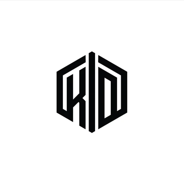 Kd文字ロゴモノグラム接続アウトラインスタイルデザインテンプレート付き六角形の形状 — ストック写真