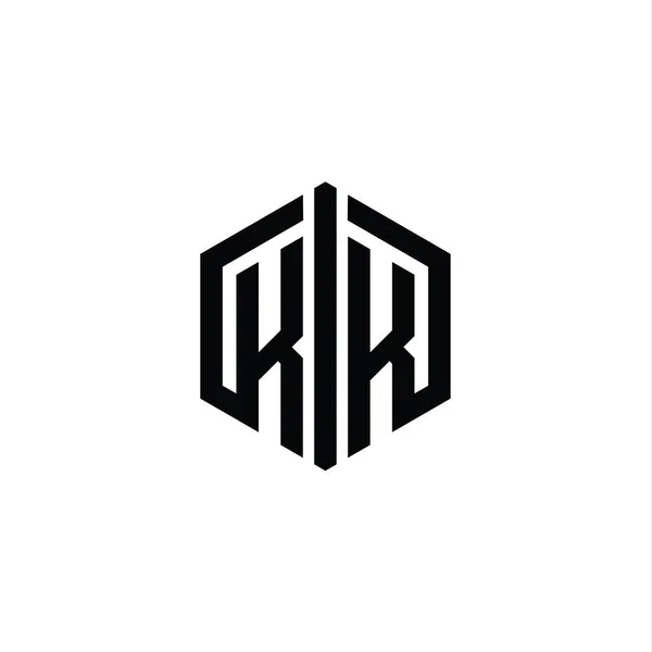 Letter Logo Monogram Hatszög Alakú Összekötő Körvonalas Stílusú Design Sablon — Stock Fotó