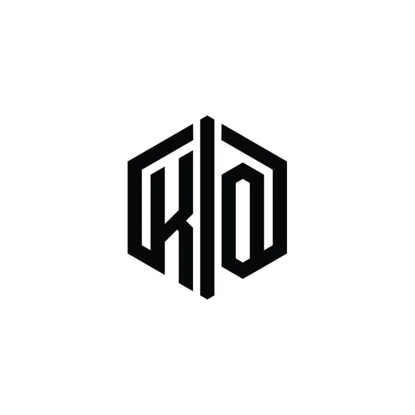 Bentuk Monxagon Logo Monogram Dengan Templat Desain Gaya Tersambung — Stok Foto