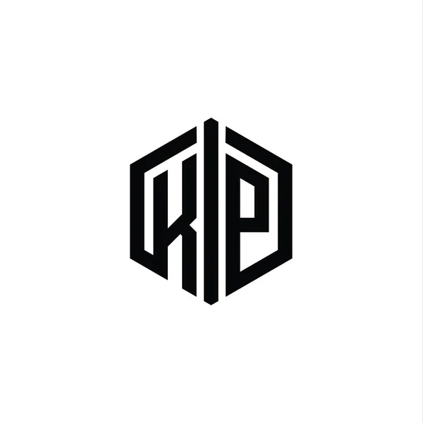 Bentuk Monxagon Logo Letter Dengan Templat Desain Gaya Tersambung — Stok Foto