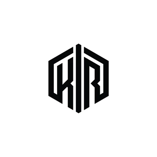 Letter Logo Monograma Forma Hexágono Con Plantilla Diseño Estilo Contorno —  Fotos de Stock