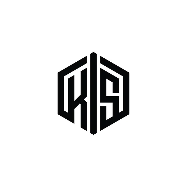 Letter Logo Forma Hexágono Monograma Con Plantilla Diseño Estilo Contorno —  Fotos de Stock