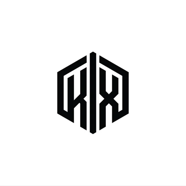 Letter Logo Monogram Hatszög Alakú Csatlakoztassa Körvonalas Stílus Design Sablon — Stock Fotó