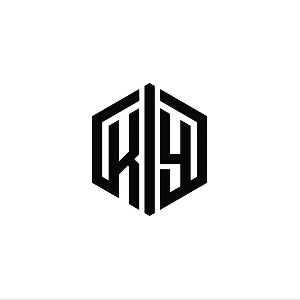 Логотип Логограмма Шестиугольник Формы Подключением Контура Стиль Шаблона — стоковое фото