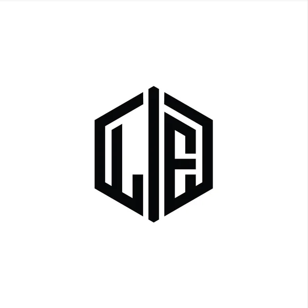 Carta Logo Monograma Hexágono Forma Con Plantilla Diseño Estilo Contorno — Foto de Stock