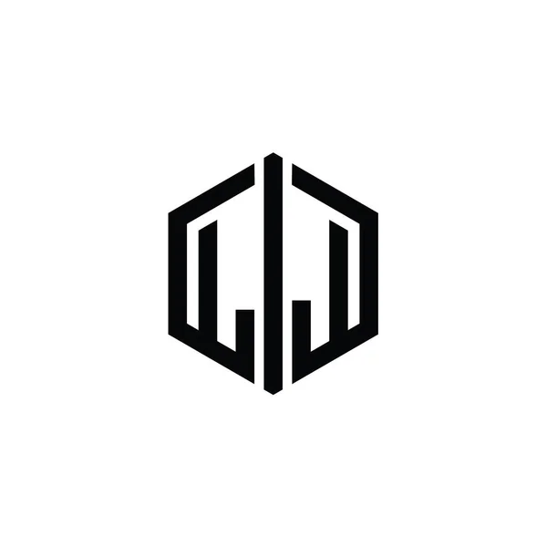 Letra Logo Monograma Hexágono Forma Con Plantilla Diseño Estilo Esquema —  Fotos de Stock