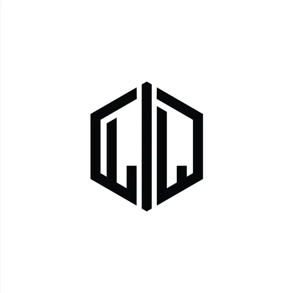 List Logo Monogram Kształt Sześciokąta Konturu Stylem Połączenia Szablon Projektu — Zdjęcie stockowe