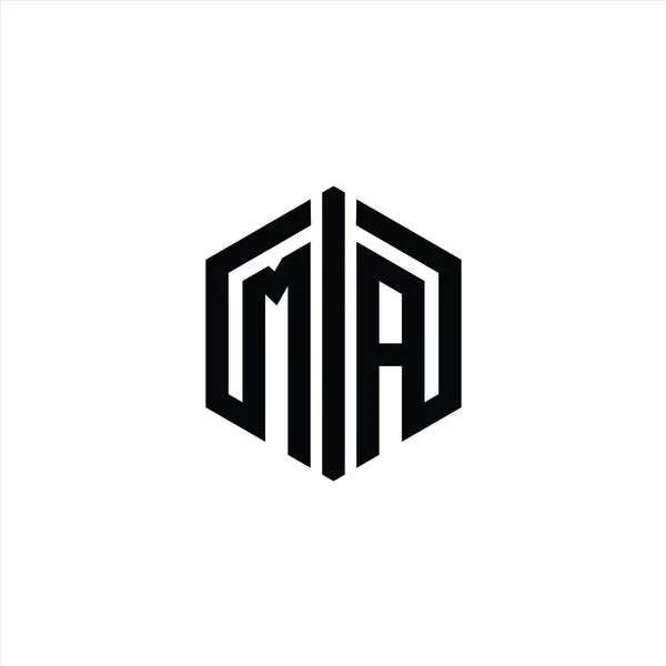 Carta Logo Monograma Hexágono Forma Con Conectar Plantilla Diseño Estilo — Foto de Stock