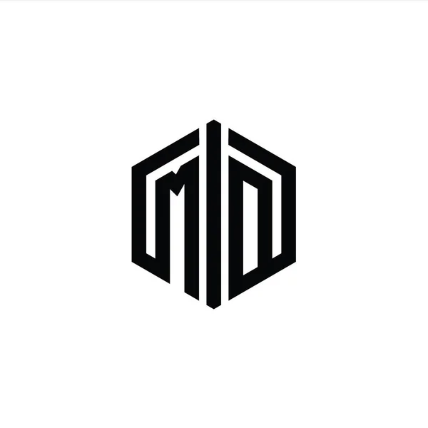 Písmeno Logo Monogram Šestiúhelník Tvar Připojením Osnovy Styl Návrhu Šablony — Stock fotografie