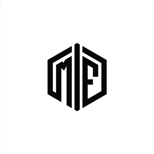 Mf文字ロゴモノグラム六角形形状と接続アウトラインスタイルデザインテンプレート — ストック写真