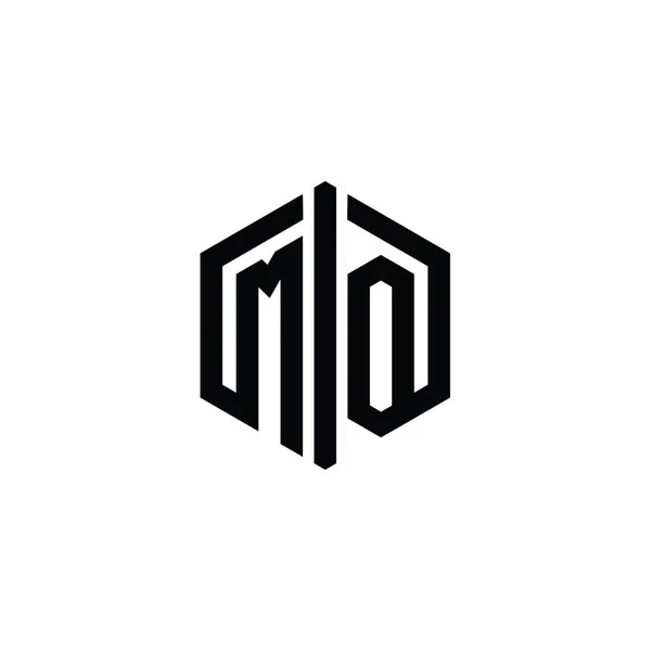List Logo Monogram Sześciokątny Kształt Konturu Stylem Połączenia Szablon Projektu — Zdjęcie stockowe