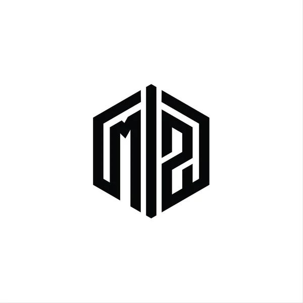 Harfli Logo Monogram Altıgen Şekli Ile Ana Hatlı Biçim Tasarım — Stok fotoğraf
