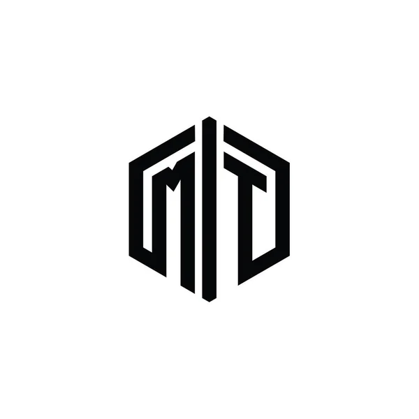 Mt手紙ロゴモノグラム接続アウトラインスタイルデザインテンプレートと六角形の形状 — ストック写真