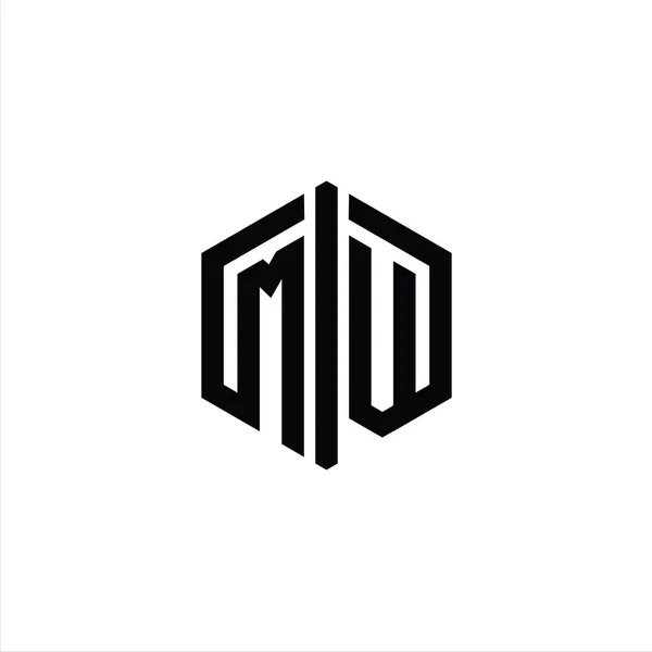 Carta Logo Monograma Hexágono Forma Com Conectar Modelo Design Estilo — Fotografia de Stock