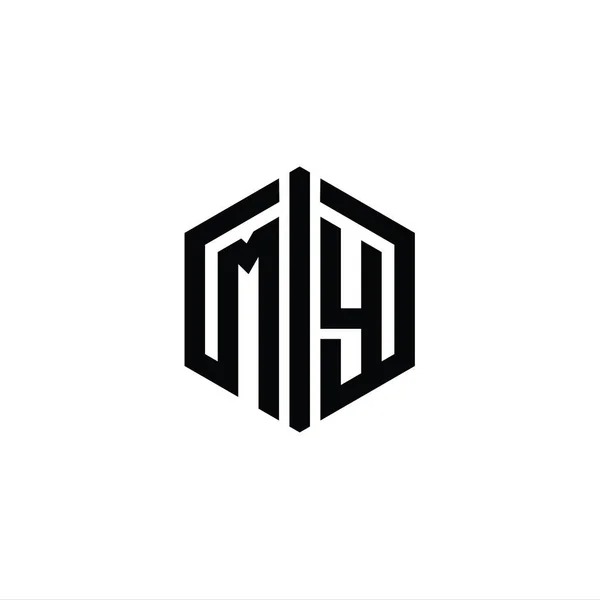 Letter Logo Monogram 六角形の形状とコネクトアウトラインスタイルデザインテンプレート — ストック写真