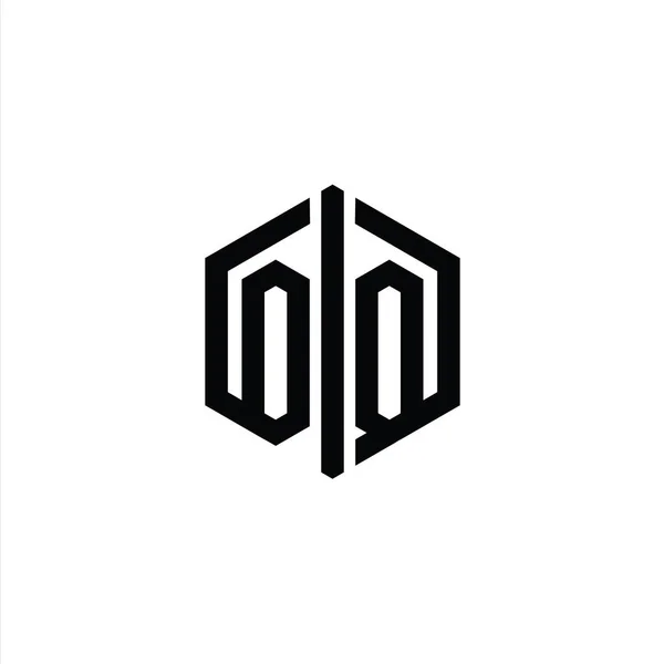 Carta Logo Monograma Hexágono Forma Con Plantilla Diseño Estilo Contorno — Foto de Stock