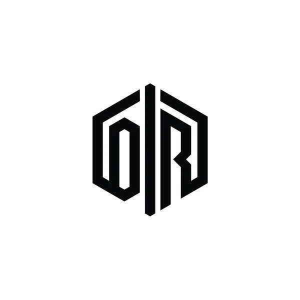 Oder Buchstabe Logo Monogramm Sechseck Form Mit Verbinden Umriss Stil — Stockfoto