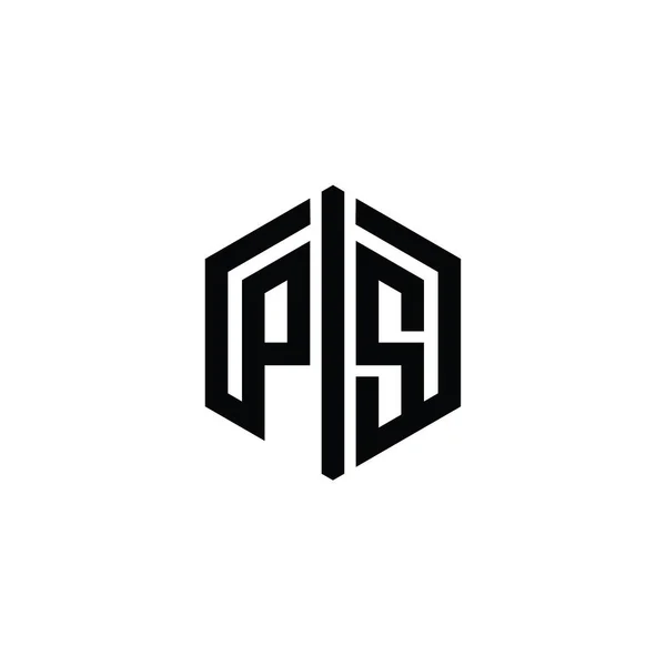 Letter Logo Monograma Forma Hexágono Con Plantilla Diseño Estilo Contorno —  Fotos de Stock
