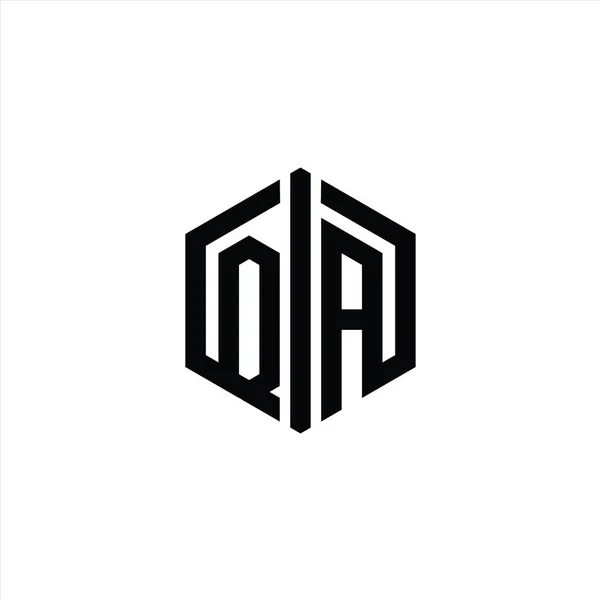 Qaレターロゴモノグラム接続アウトラインスタイルデザインテンプレート付き六角形の形状 — ストック写真