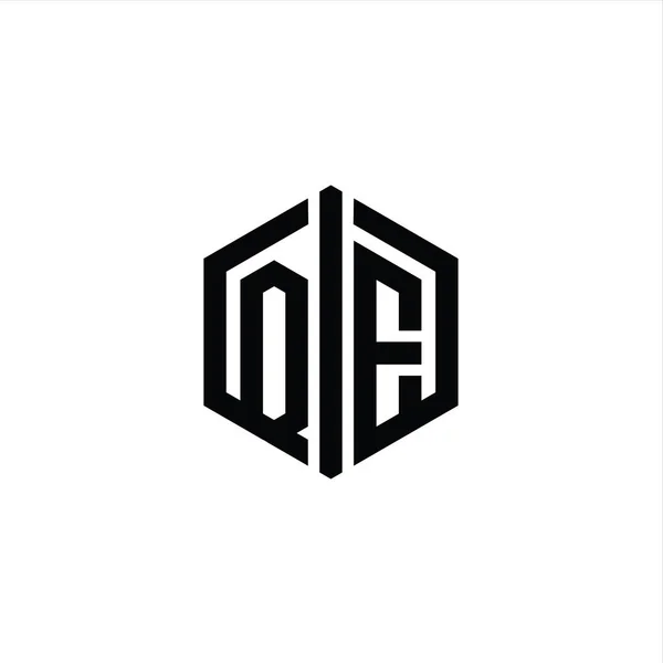 Letter Logo Monogram Zeshoek Vorm Met Connect Outline Stijl Design — Stockfoto