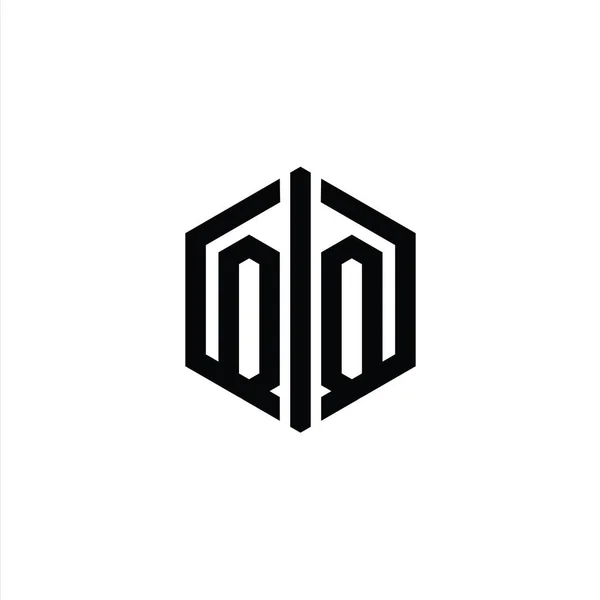 Harfi Logo Monogram Altıgen Şekli Ana Hatlı Biçim Tasarım Şablonu — Stok fotoğraf